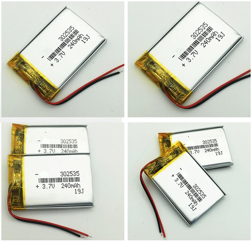 4x 302535 240mah 3.7V Lithium Polymer Battery For Bluetooth Earphone Speaker LED Light Camera Rechargeable Li-polymer Batteries