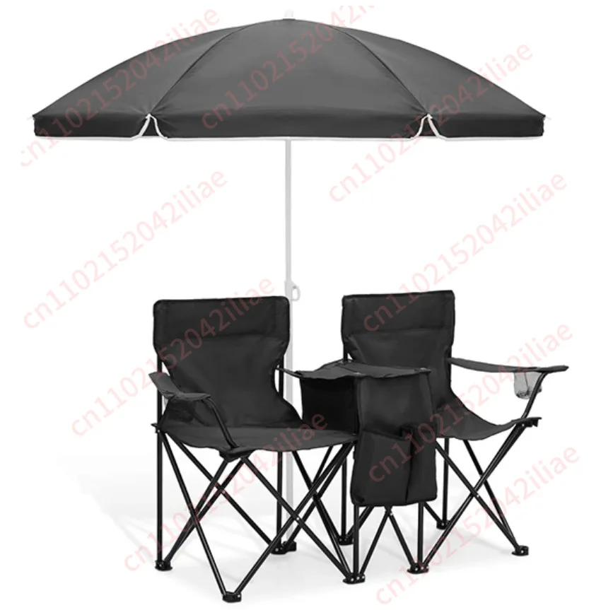 High Quality Outdoor Camping 2-person Chair Portable Folding Double Seat Camping Chair Set with Canopy