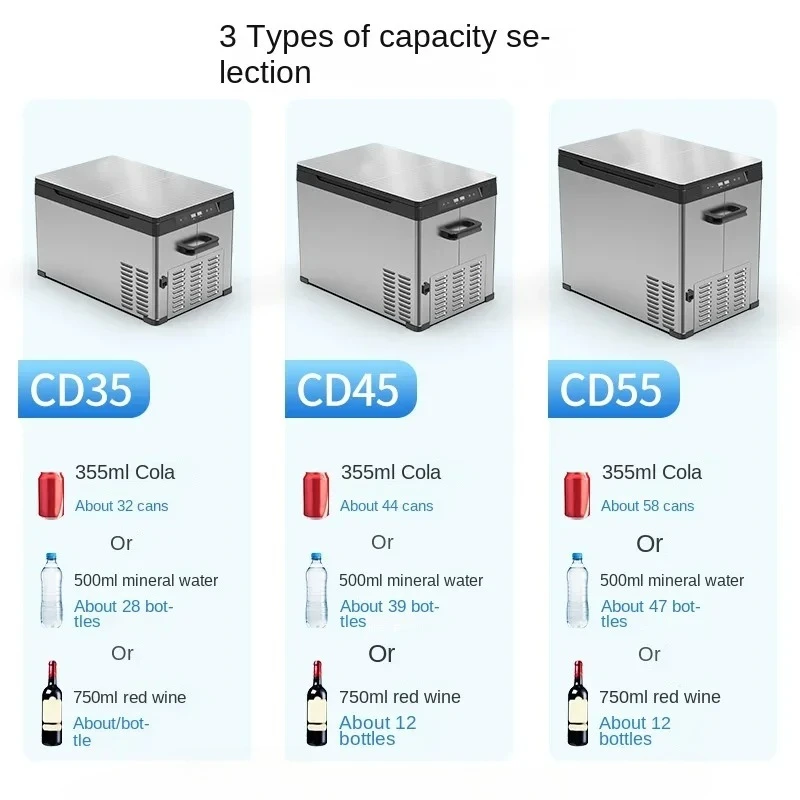 Car Refrigerator CD35/45/55L Compressor Refrigeration 12v24v Frozen Mini Refrigerator