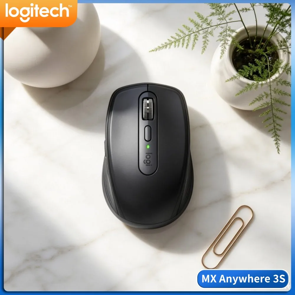 Ergonomic MX Anywhere 3S - 8000 DPI, 3-Device Connect, Silent Click, Perfect For Home Office & Studio Work