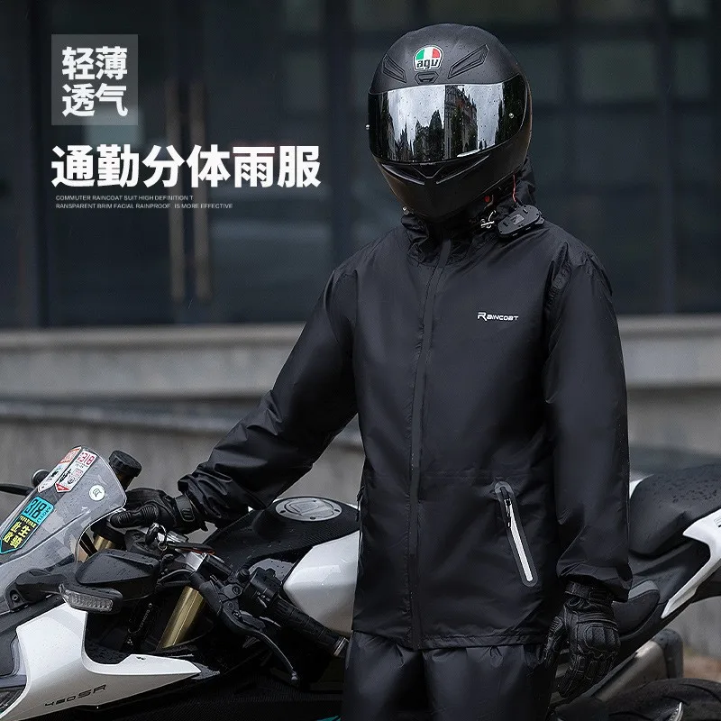 Ultra-thin Raincoat and Rain Pants Suit Men Summer Long Full-body Rainproof Adult Takeaway Cycling Split Sun Protection Clothing