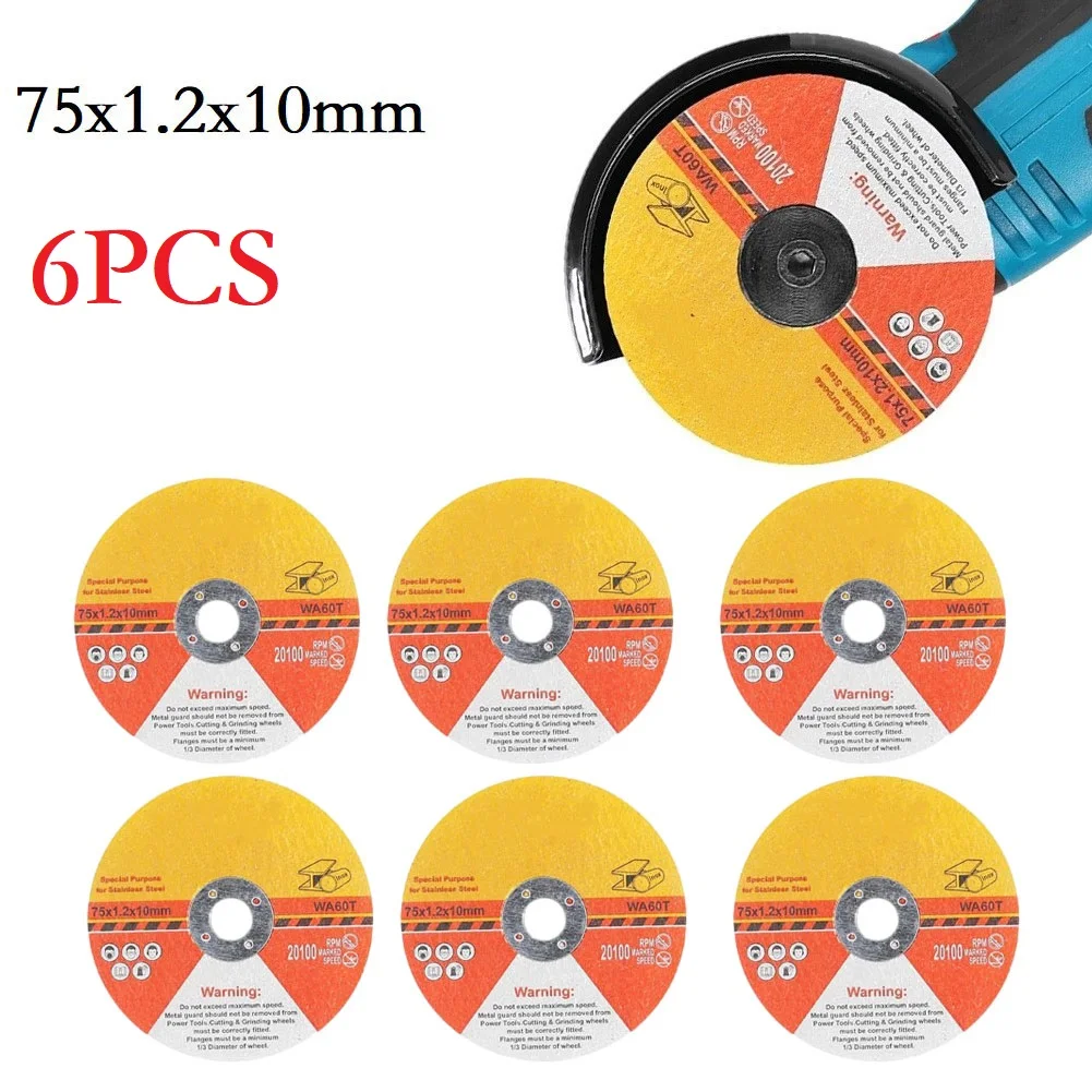 

6pcs 75mm Circular Resin Saw Blade Grinding Wheel Cutting Disc For Angle Grinder Home Cutting Power Tool Replacem Accessories