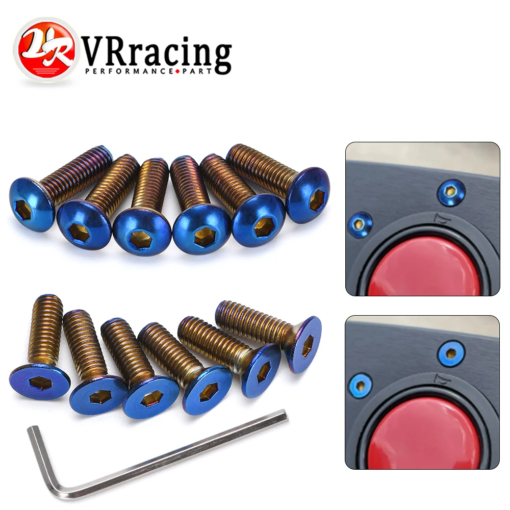 6PCS Burnt Titanium Steering Wheel Bolts Fit a lot of steering wheel Works Bell Boss Kit Flat/Round Head Accessories