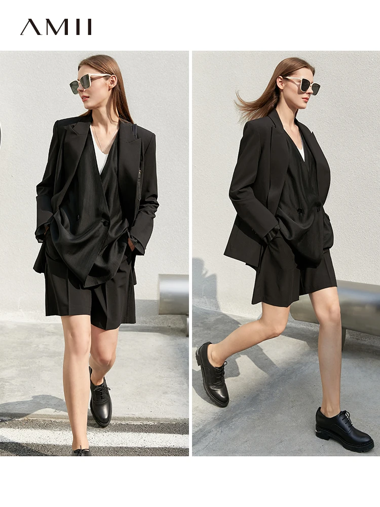 Amii Minimalist Spring Suit Jacket For Women,Office Lady Suit Pants,High Waist Shorts,Women\'s Vest Casual Business Suit 12240034