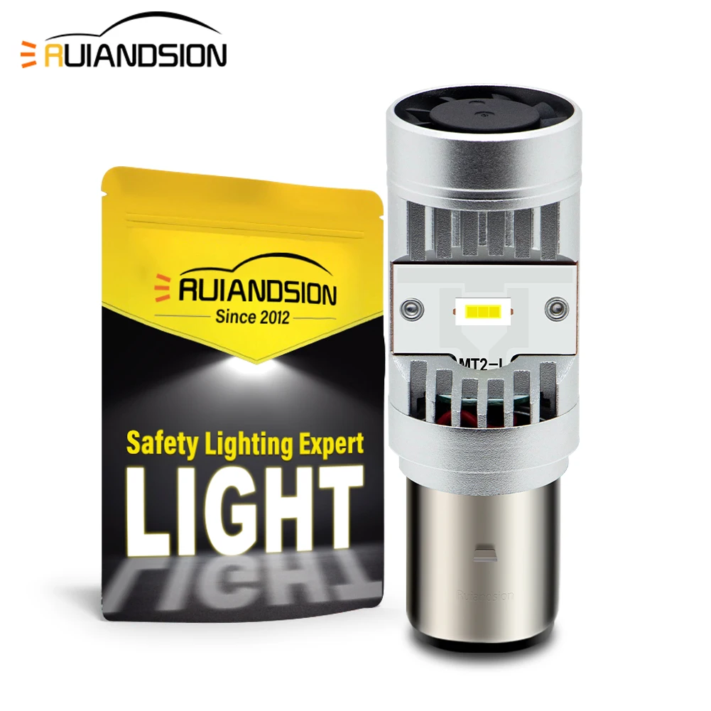 H4 9003 CSP LED Motorcycle Headlight Bulb wiht Fan 6-24V 6000K White 2500LM Hi/Lo Beam Halogen Replacement for Scooter UTV Moped