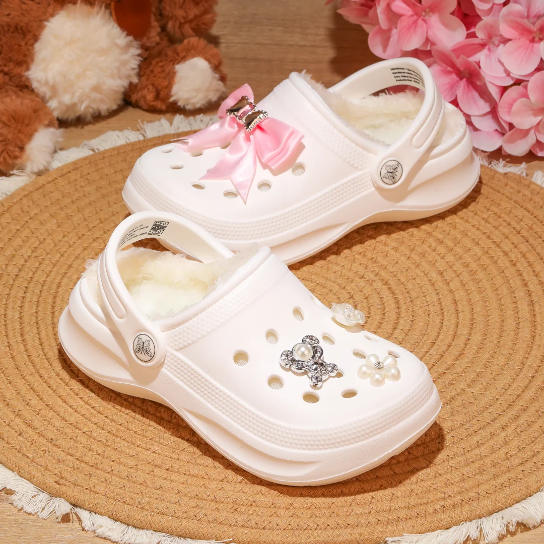 Kinder-Clogs und -Mules mit Fellfutter, leichte Garten-Schuhe mit Baumwollfutter, warme Hausschuhe für Jungen, Mädchen und Kleinkinder, 168. – Detail 5