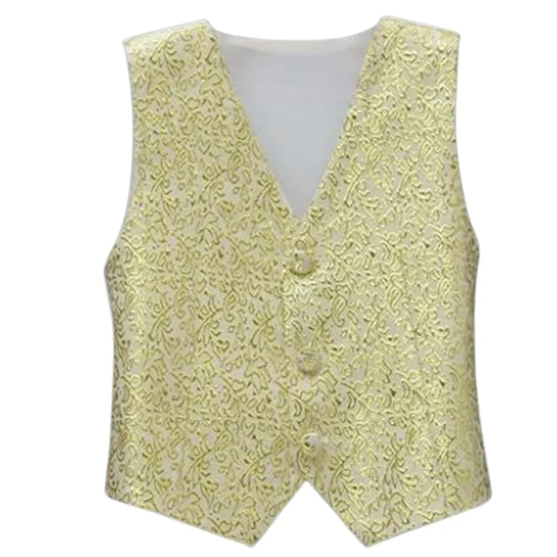Boy Silver Gold Sparkly Color Vest Boy Stage Costumes Size 100-150T Handsome Boy Blazers Quality Vest White Blue Red Pink Black