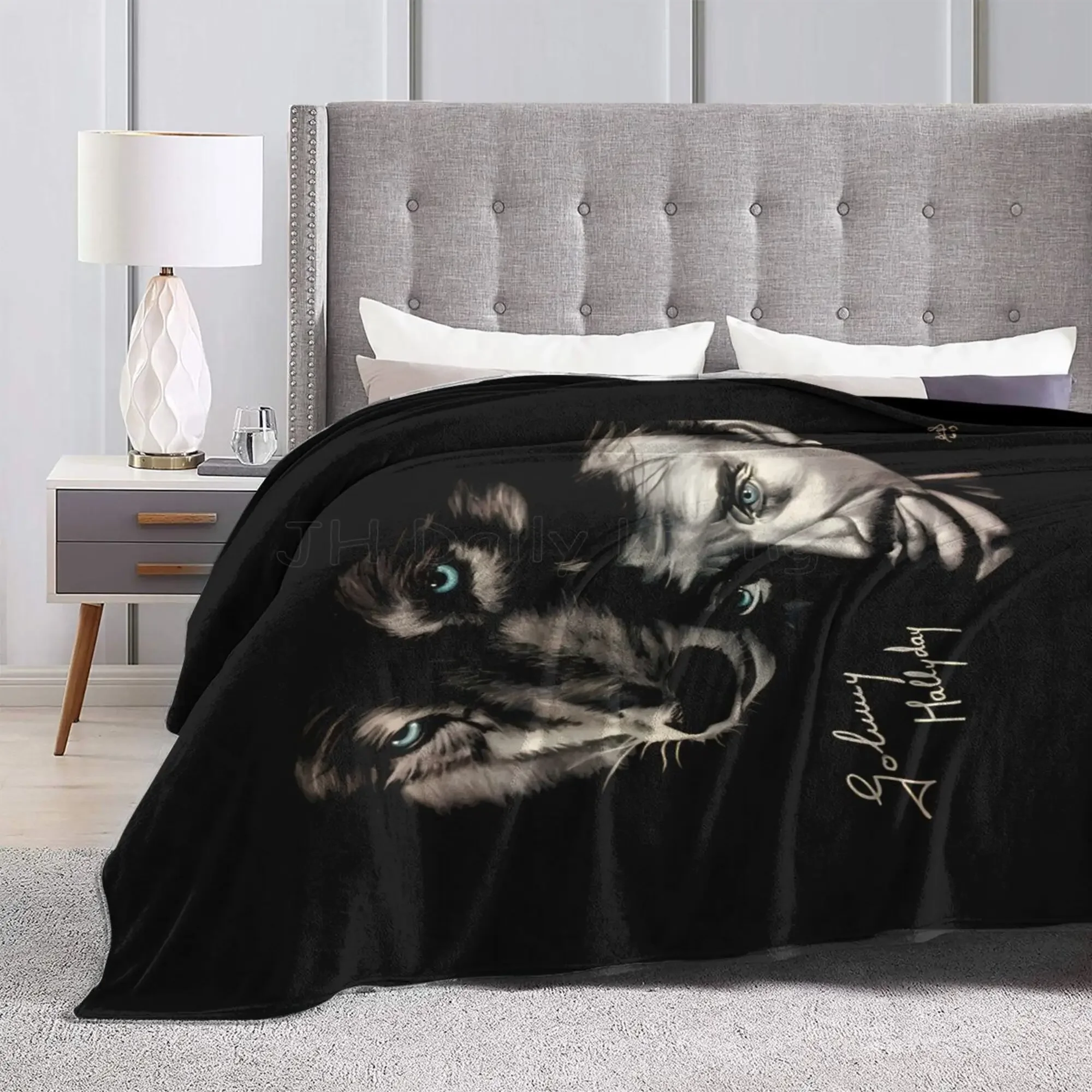 Johnny Hallyday Macio Cobertor Quente, Flanela Aconchegante Leve, Cobertor De Cama De Lã, Presente De Decoração De Casa, Cadeira E Sofá, 80x60\