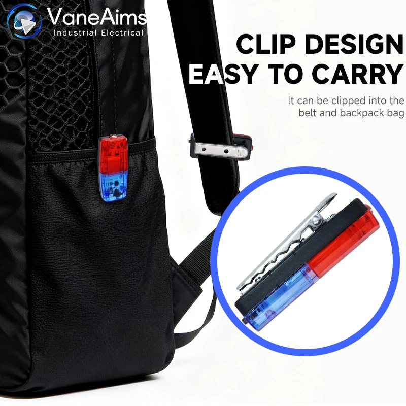 Red Blue LED Shoulder Clip Light Warning Outdoor Safety Emergency LED Work Light Lamp USB Rechargeable Portable Flashlight Torch