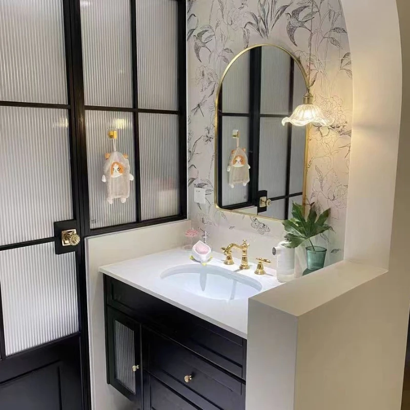 Household Minimalist Makeup Mirror Brushed Texture High-definition Wall-mounted Bathroom Mirrors Modern Bathroom Fixture