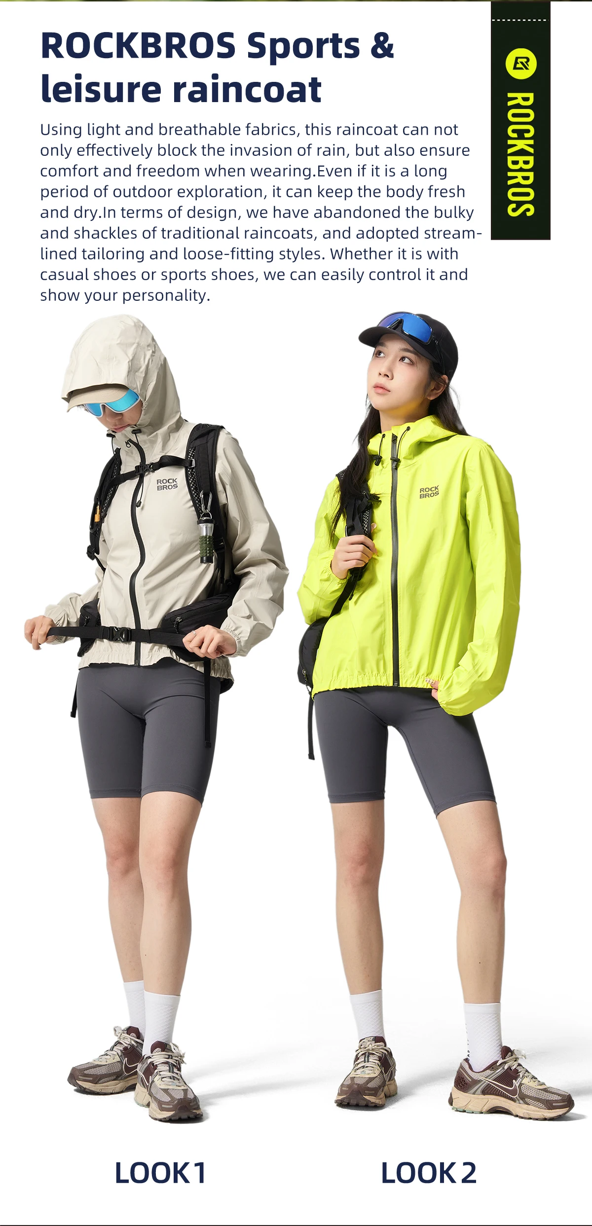 ROCKBROS Wasserdichte Winddichte Jacke, Schwerregenjacke, Mountainbike- und Straßenrad-Regenjacke für Männer und Frauen – Detail 2
