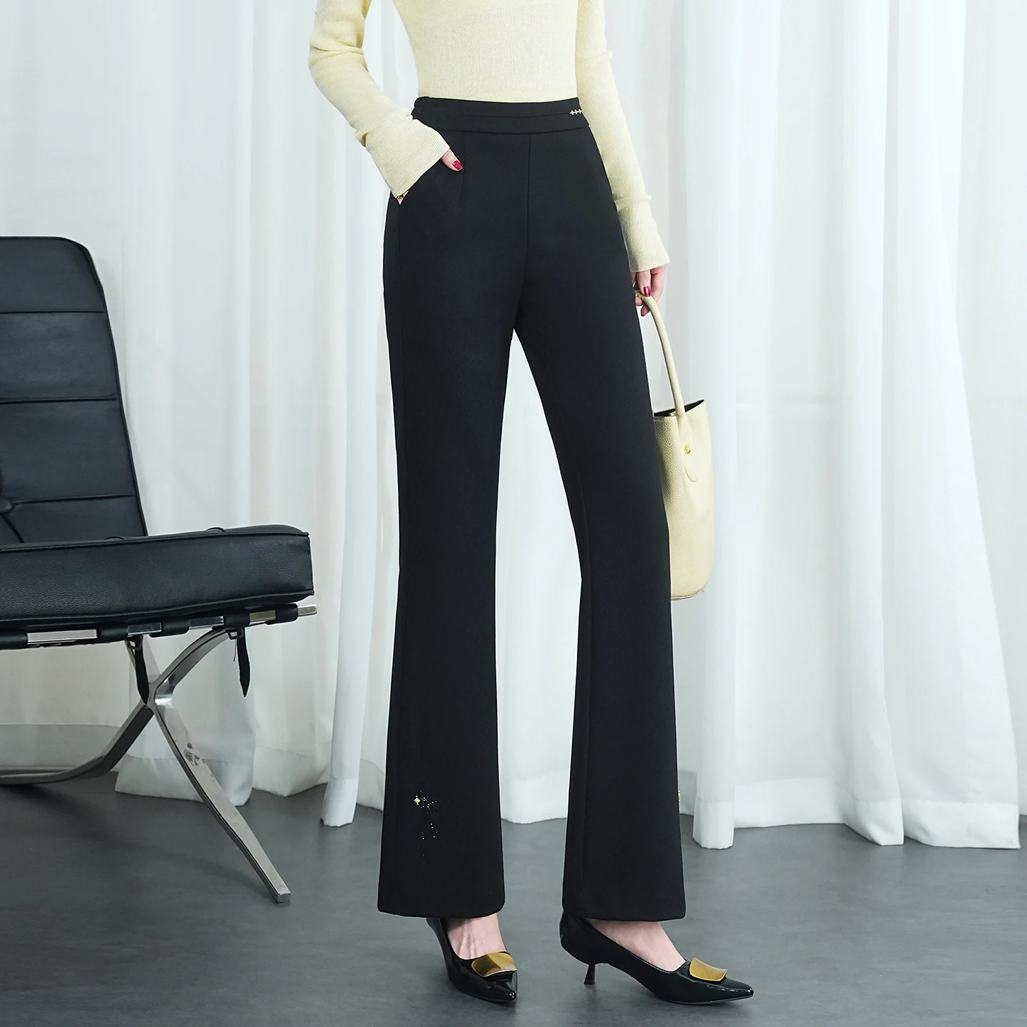 

Повседневные брюки с высокой талией и эластичной резинкой для женщин среднего возраста, модные свободные леггинсы с карманами и застежкой-молнией