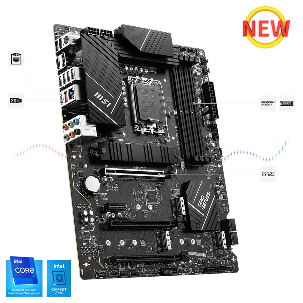 Msi pro Z790-P lga 1700 placa-mãe z790 intel computador gaming desktop mainboard 128gb ddr5 para intel 13th gen i5 i7 i9 cpu novo Placas-mãe de jogos para PC originais suportam processadores Intel Core de 13ª geração