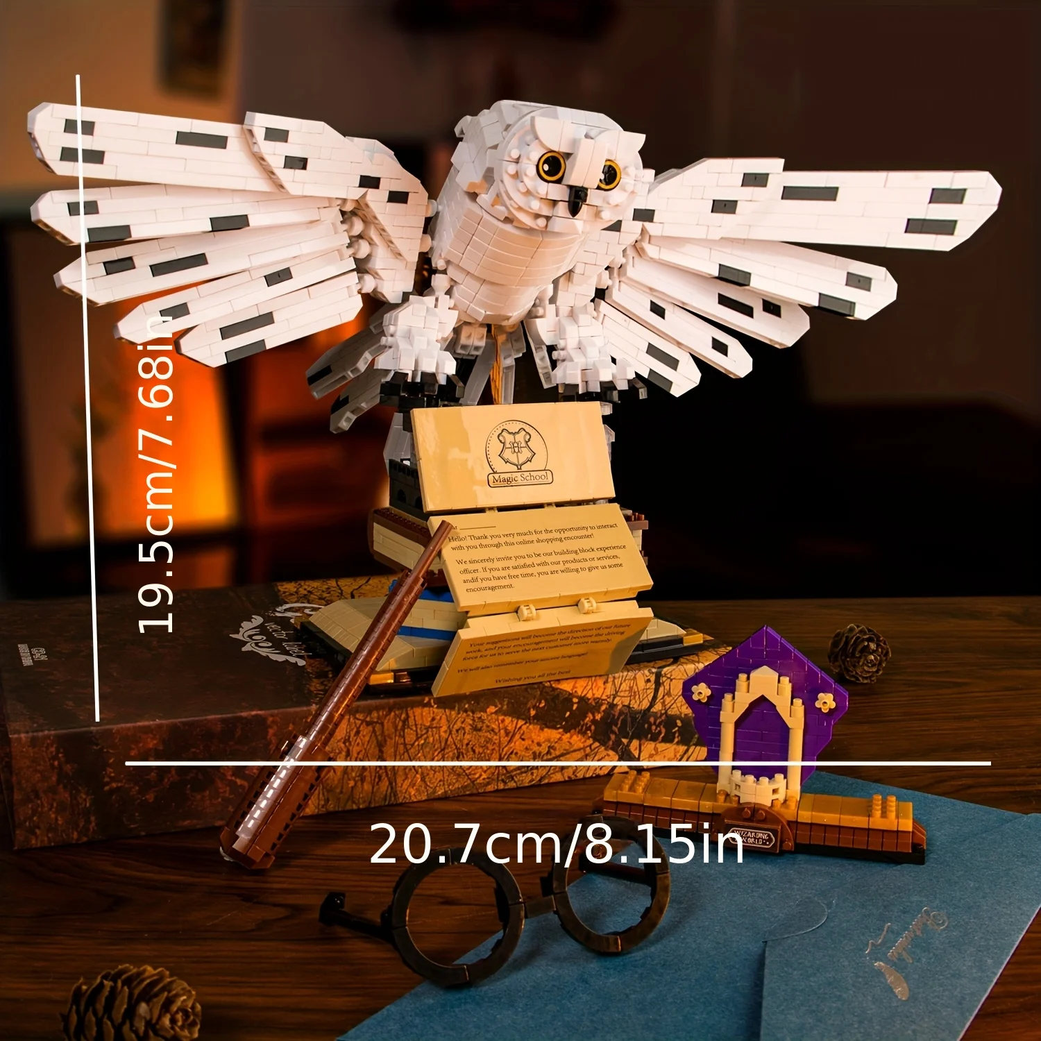 العالم السحري البومة الطبيب الكتاب السحري والأضواء اللبنات الطوب الحيوان الطيور نماذج الأولاد تجميع لعب طفل هدايا عيد الميلاد