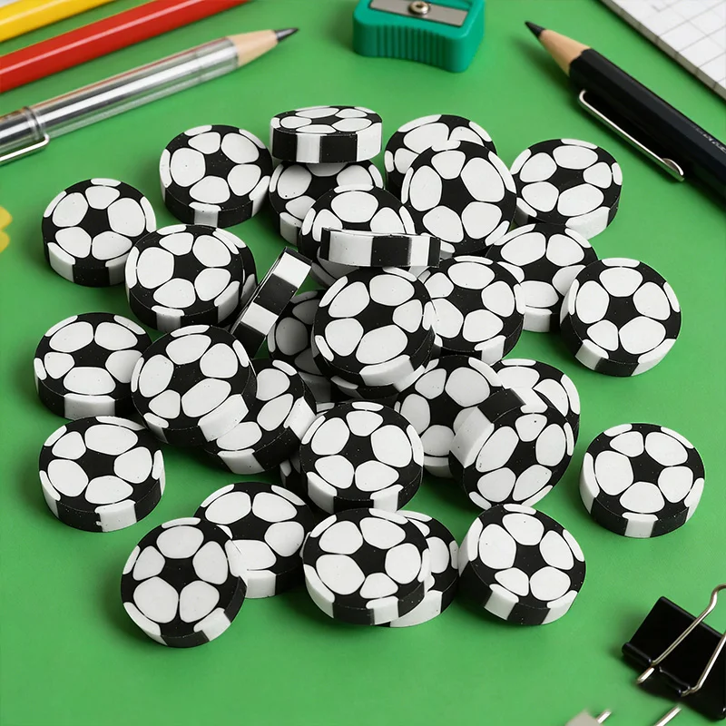 10pcs Cartoon Football Pattern Eraser Pack School Kindergarten Birthday Party Prize Carnival Gift Filler