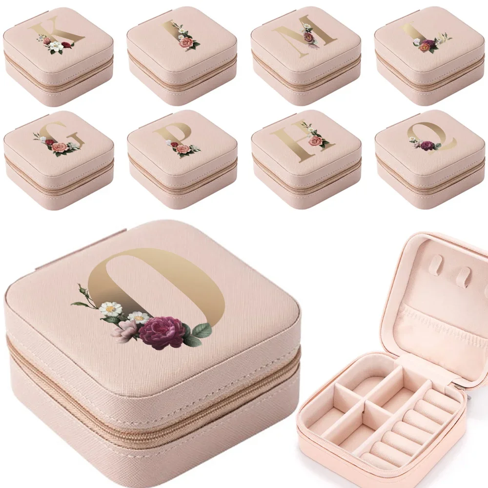 Jewelry Box Earrings Jewelry Storage Bag Desktop Drawer Necklace Ring Holder Jewelry Organizer Boxes Gold Letter Name Print