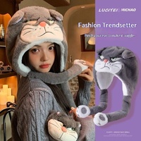 New Disney Lucifer Marie Cat Plush Hat Set: 2-in-1 (Movable Ears) / 3-in-1 Winter Warm Cute Scarf Gloves Cartoon Headwear Gift