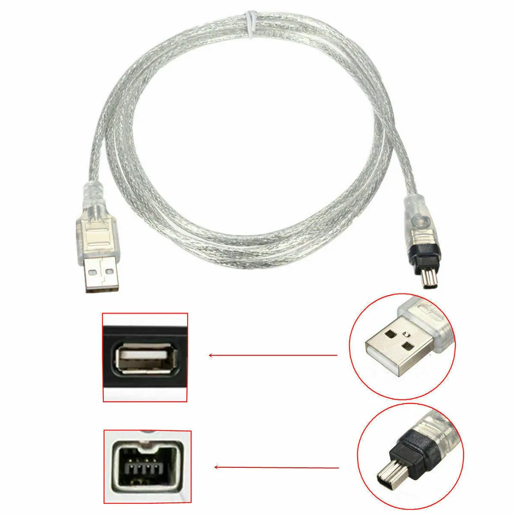 محول USB 2.0 ذكر إلى 4 دبوس IEEE 1394 كابل فاير واير من الرصاص ، 1.5 متر 5FT