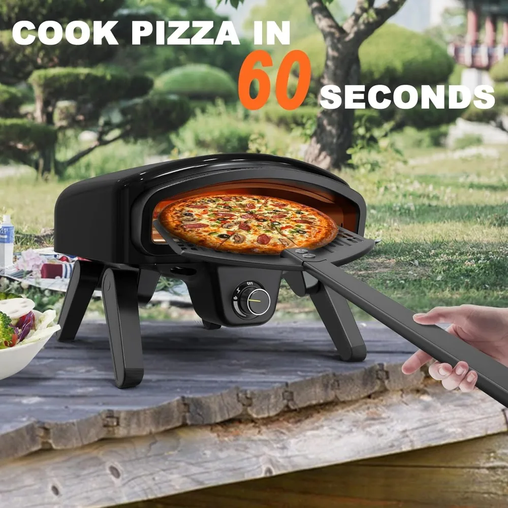 

Gas Pizza Oven Outdoor 14" Pizza Oven with Built-In Thermometer,Portable Propane Pizza Oven Stainless Steel