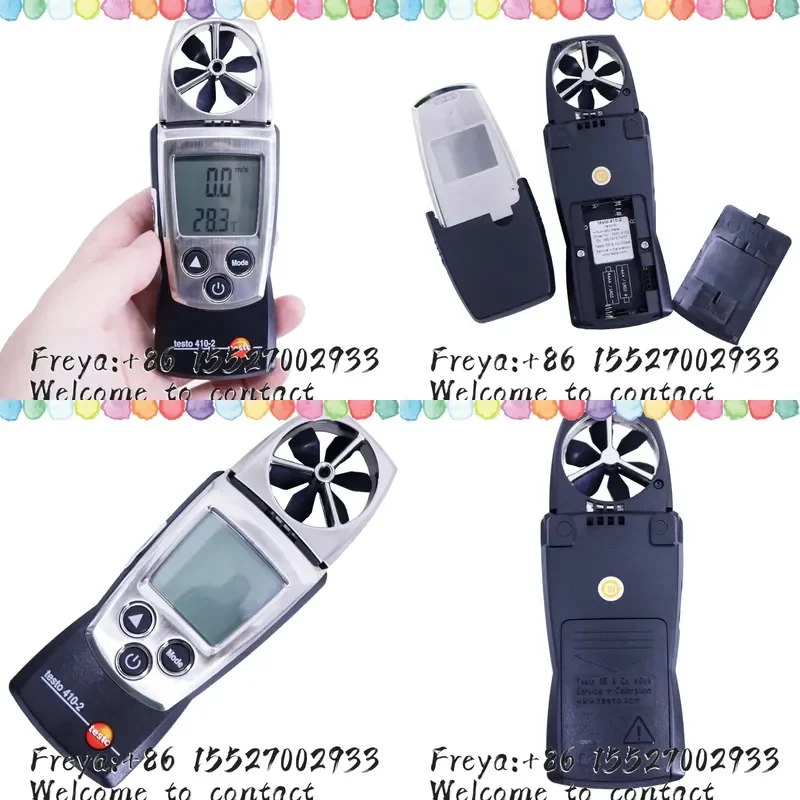 Testo 410-2 Digital Mini Vane Anemometer with Humidity Measurement Air Velocity Tester 0.4 to 20 m/s