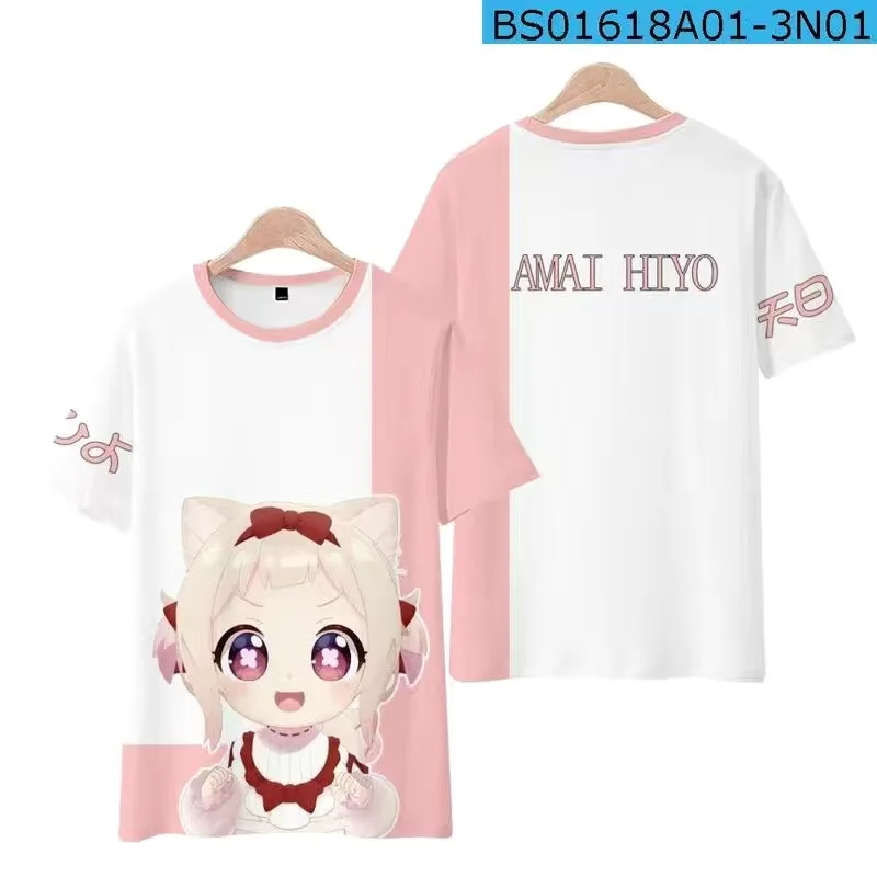 

VTuber Amai Hiyo 3D Printing T-shirt Summer Fashion Round Neck Short Sleeve Popular Japanese Harajuku Streetwear Plus Size