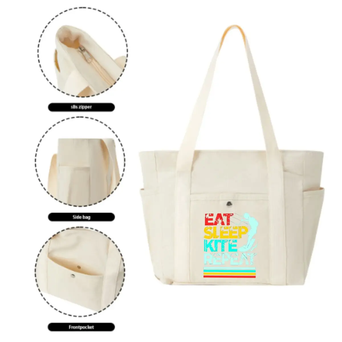 طائرة ورقية تكرار هواية الفن الحد الأدنى متعددة جيب حقيبة قماش قنب طالب ركاب كتاب حقيبة التخزين