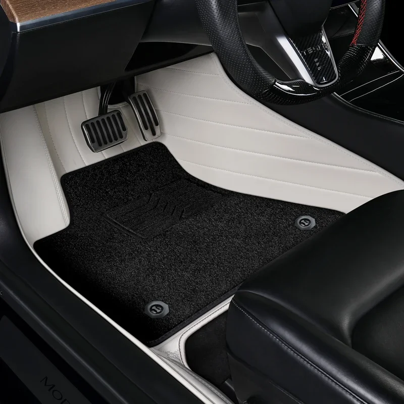 For Model X Custom Fit Car Accessories Floor Mat Interior ECO Material for 6 Seats Double Layers Thick Rug on Top