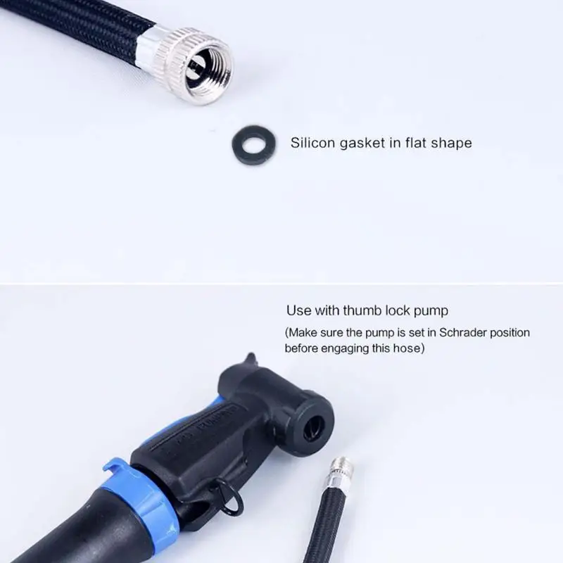 Cycling Pump Extension Tube Bike Pump Tube Schrader Inflator Hose Mountain Bike Inflator Tube With Brass Fittings For Stroller