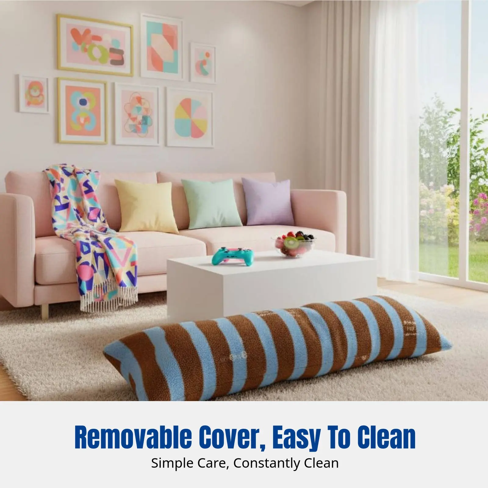 

Большая длинная плюшевая подушка, молочный плюш, милый небесный узор, дизайн для девочек, для кровати, дивана, эркера, со съемным чехлом