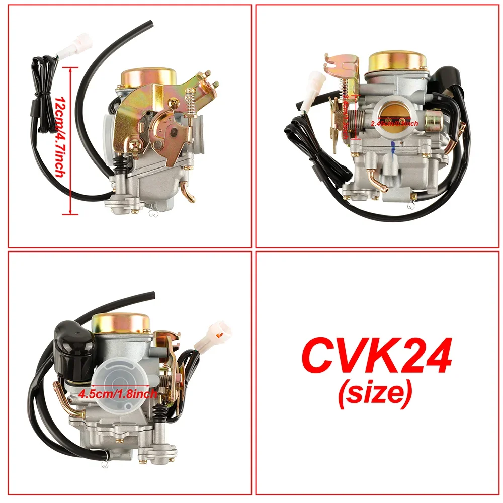 24.5mm CVK24 Carburetor Electric Throttle for Keihin Yamaha RS100 GY6 100cc 125cc 150cc 4 Stroke Scooter ATV Tricycles Dirt Carb