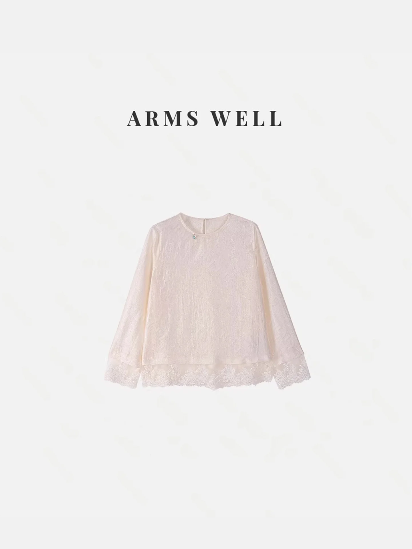 

New Chinese Sle National Trend Vinegar Fiber Texture Women's Long Sve Embroidered Lace Blouse Inner Wear irt