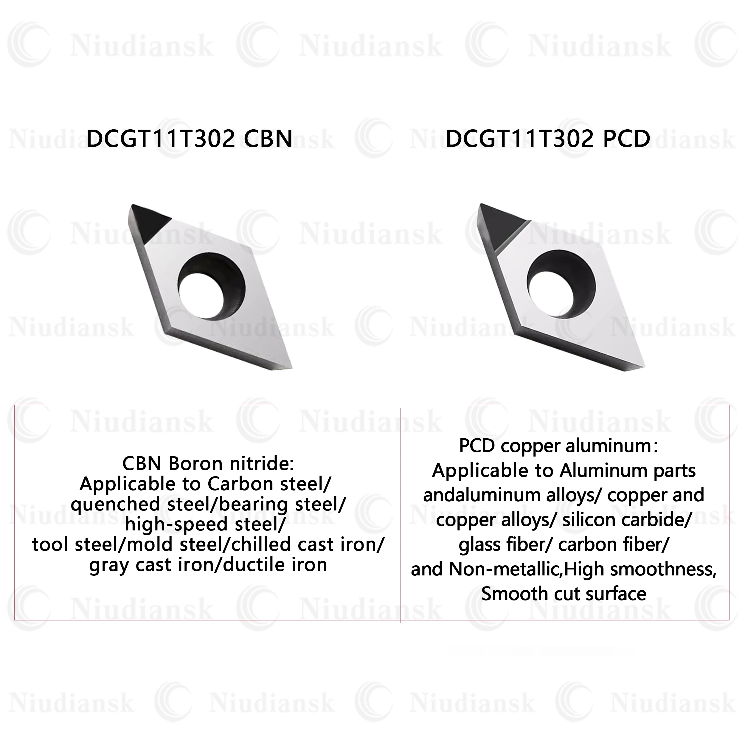 Lame diamantate di alta qualità DCGT070202/04/08 DCGT11T302/304/308 PCD CBN inserto per tornitura interna utensili per tornio CNC romboico