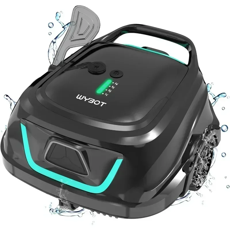 

WYBOT Cordless Pool Vacuum with Double Filters, Robotic Pool Cleaner Last 120 Mins, 2.5H Fast Charging, LED Indicators