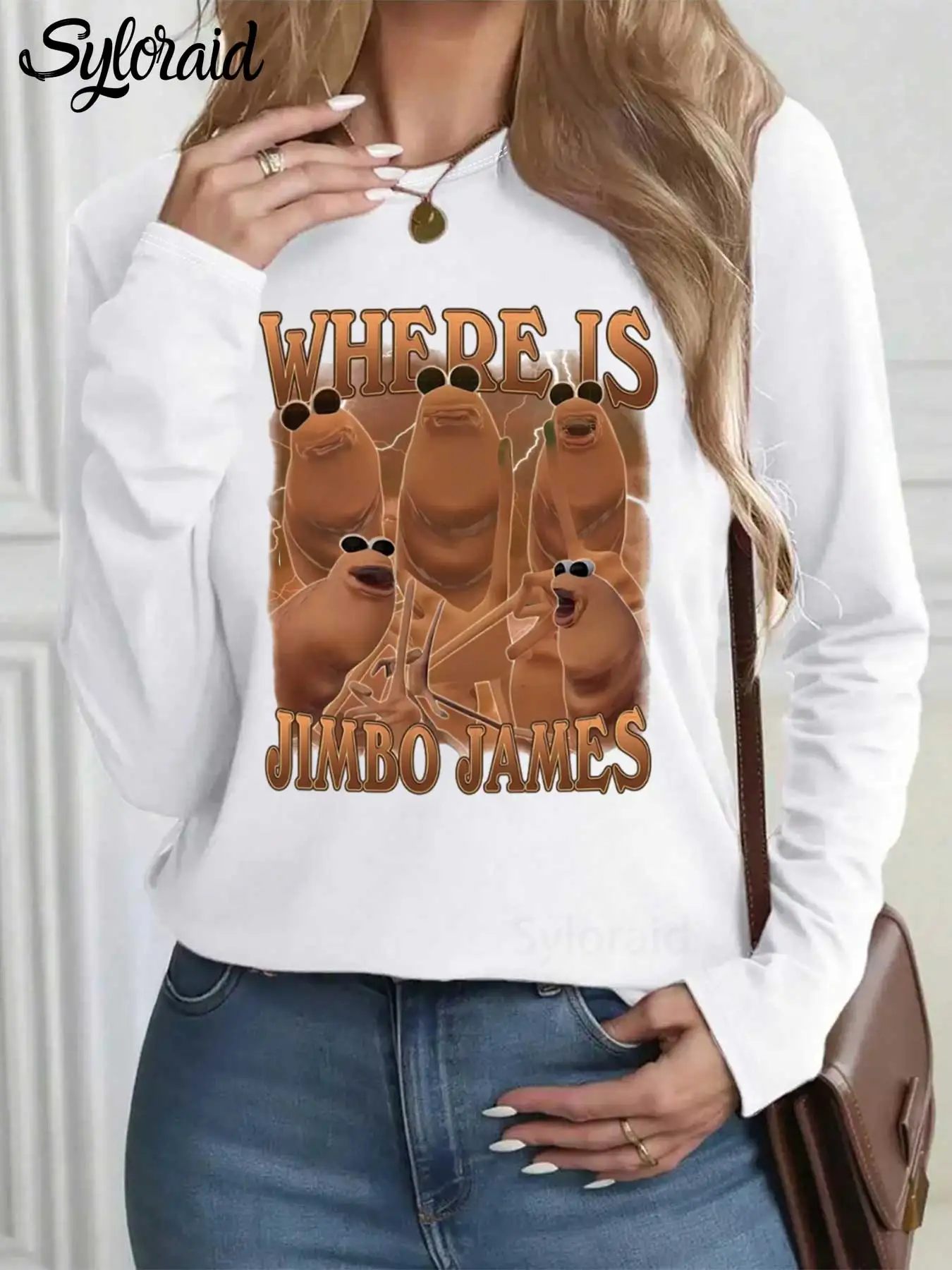 

Women's Long Sleeve T Shirt Cartoon Marcus The Worm T Shirt Where Is Jimbo James Shirt Fashion Round Neck Casual Top