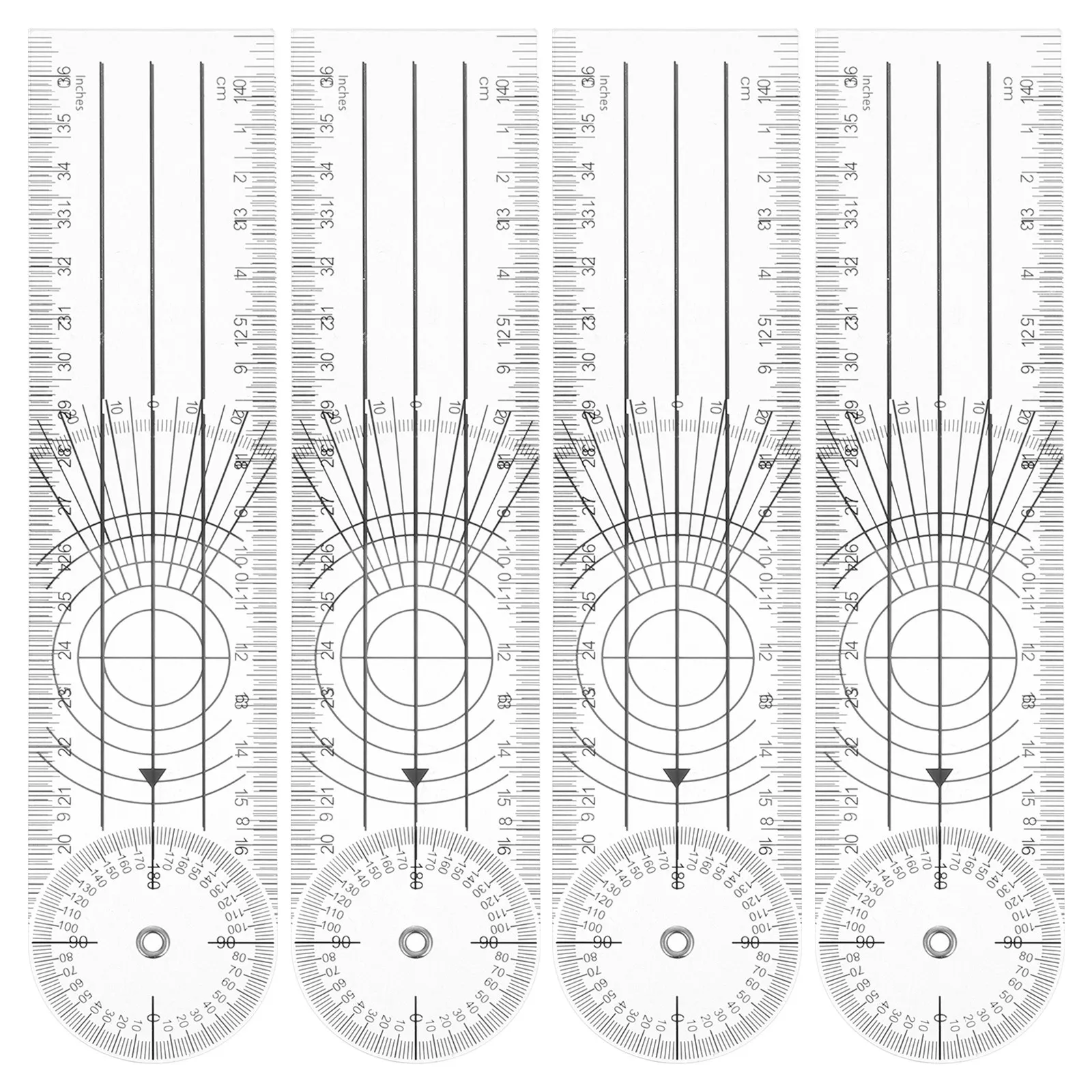 4Pcs Angle Ruler Plastic Goniometer Clear Quick Protractor Measurement Tool for School Office Drawing Work Plastic Goniometer