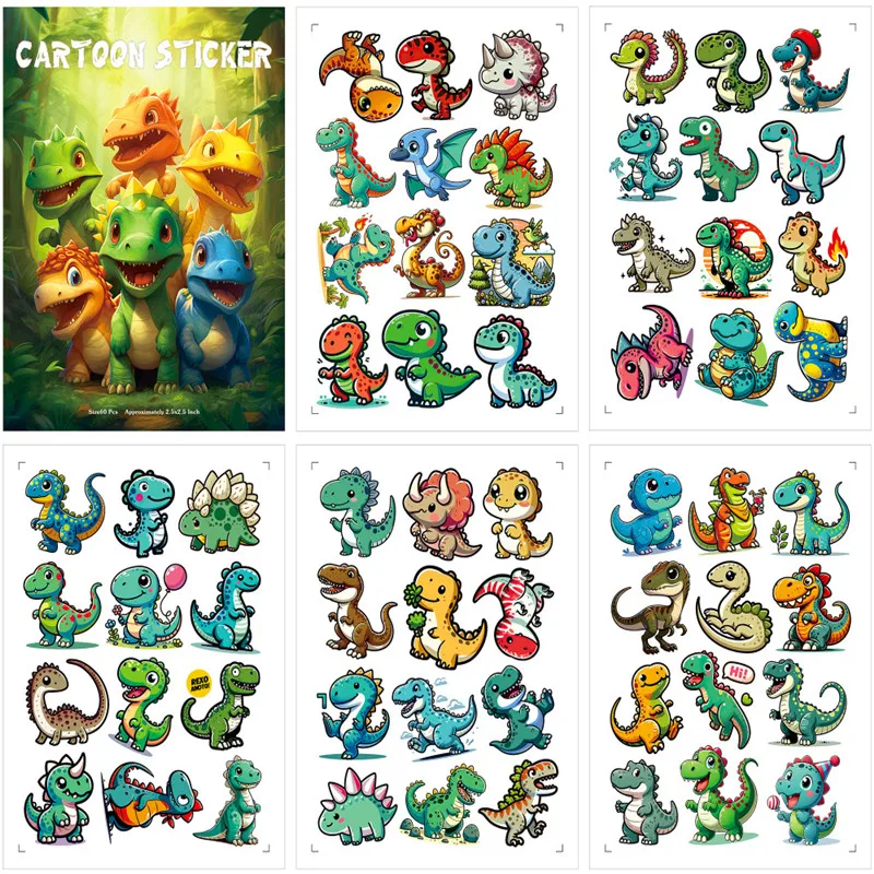 61PCS  Cartoons Stickers Dinosaur Themed Decorative Graffiti Stickers Decals For DIY Skateboard Laptop Bicycle Sticker Kids Toys