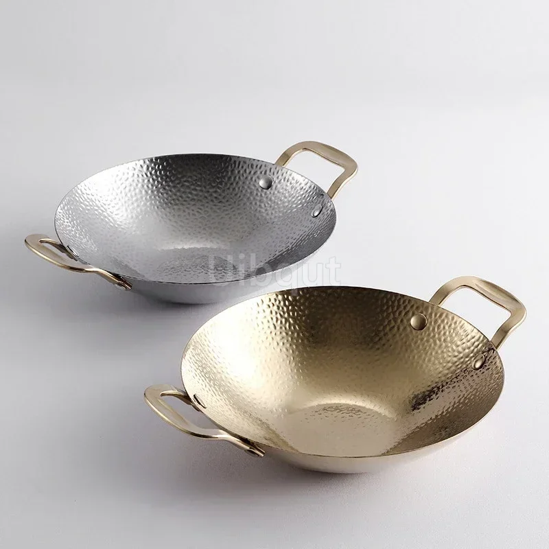 Pot cub Golden Double Ear Bar Cauldron Commercial round Bottom Small Hot Pot Creative Thickened Stainless Steel Dry - view 4