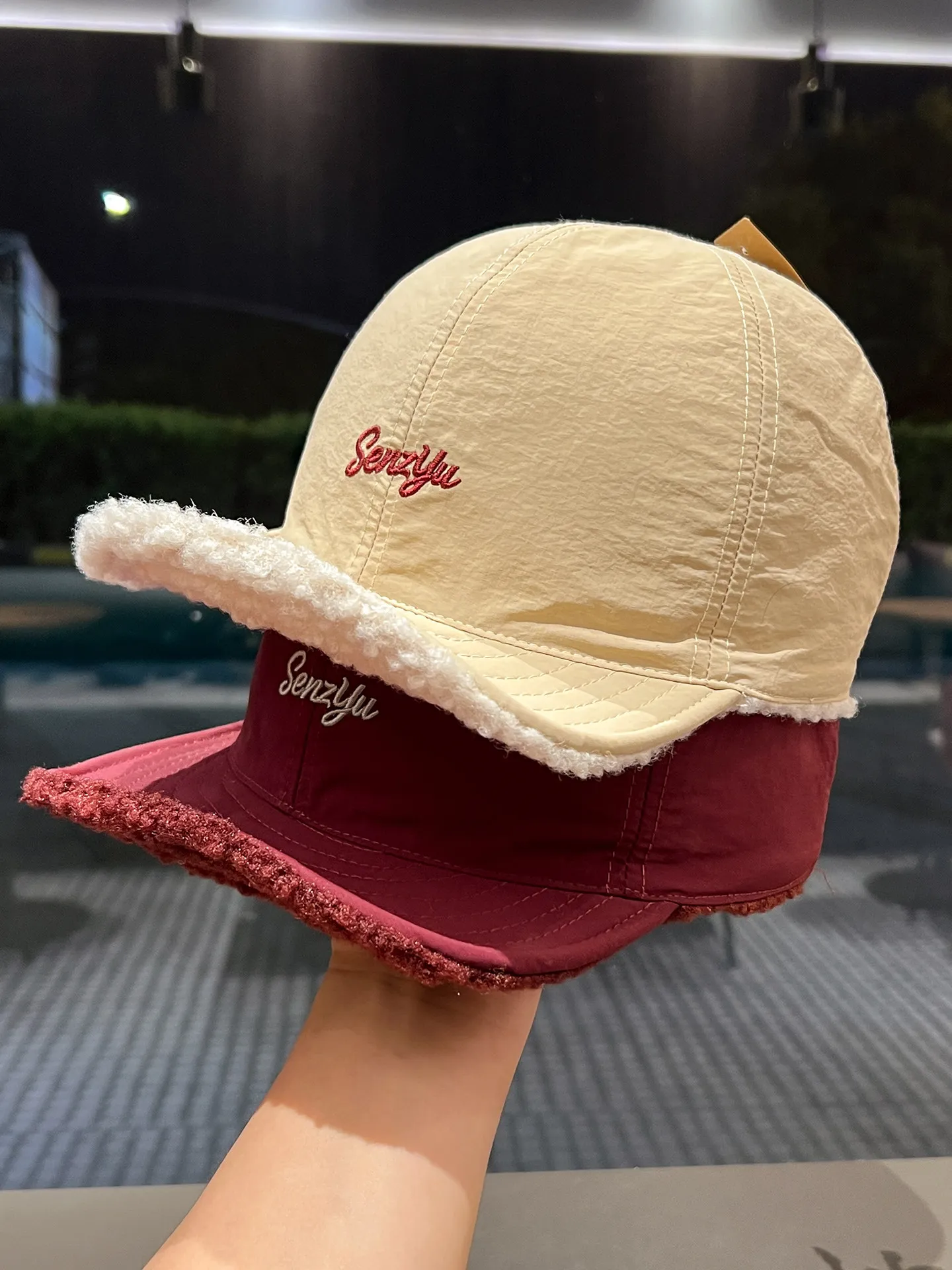 Lambswool faux fur soft brim hat - unisex outdoor quick-dry waterproof baseball cap - versatile, face-slimming style