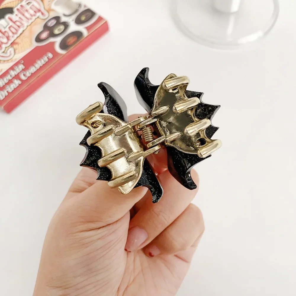 Fashion Y2K Halloween Bat Hair Claw Dazzling Colors Alloy Shiny Acrylic Shark Clip Gothic Style Cosplay Bat Wings Hair Claw Work