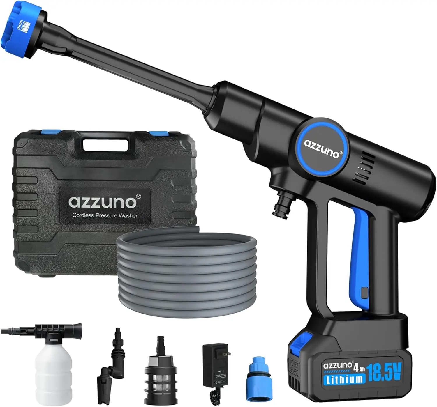

Cordless Pressure Washer 850PSI, 4000mAh Portable Handheld Cleaner with 6-in-1 Nozzle for Car, Home & Garden - Blue