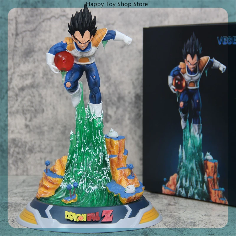 24cm Dragon Ball Vegeta Diving Battle Damage Anime Figure Model Gk Statue Collection Desktop Decoration Ornament Light Toys Gift