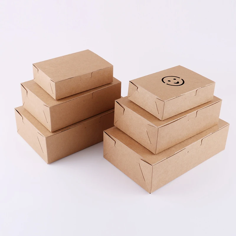 

50pcs Disposable kraft paper Fried Chicken Wings Popcorn Dessert storage Box takeout box candy fruit packaging boxes