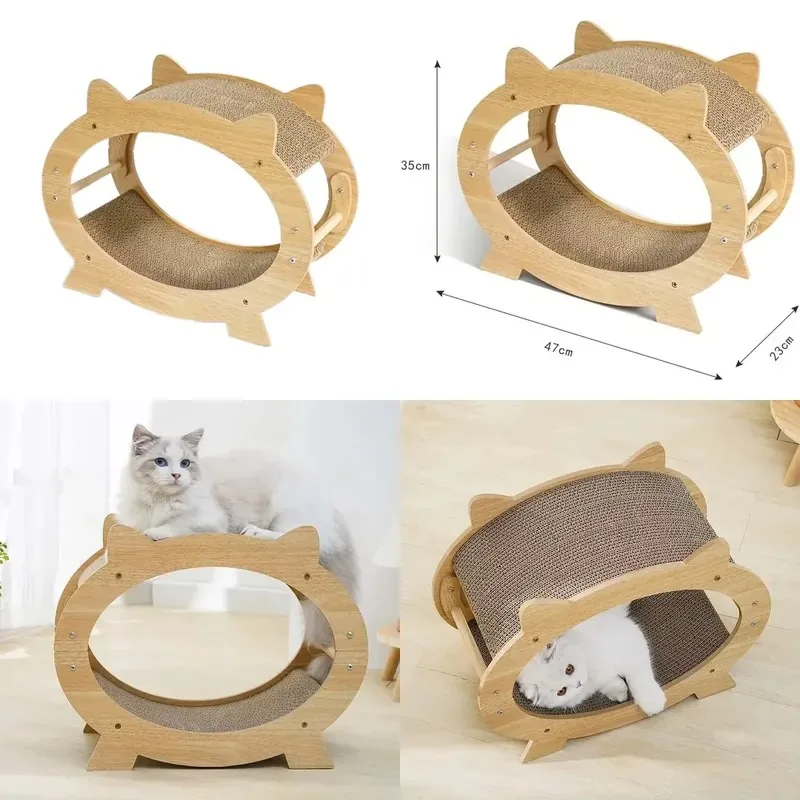 Wooden Cat Scratching Board Vertical Wear Resistant Large Claw Sharpener Litter Pad Unisex
