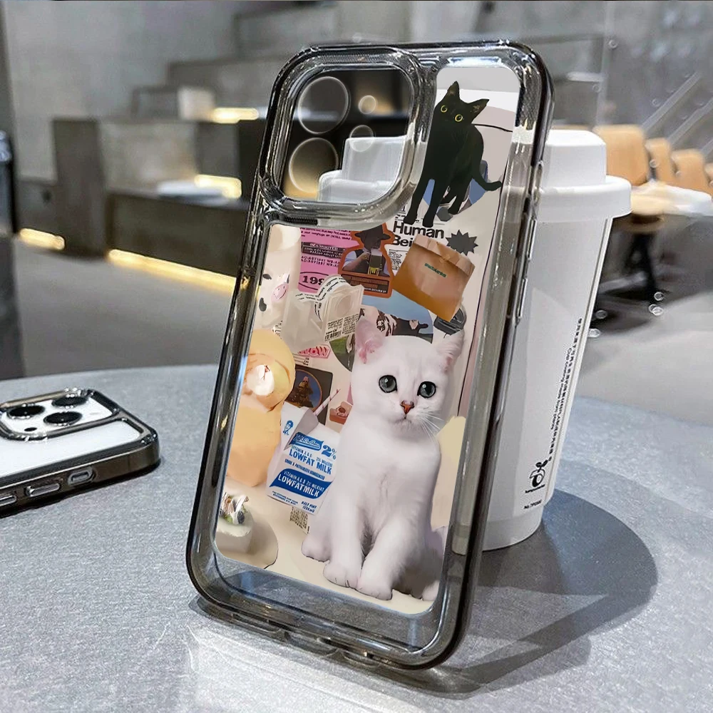 Lovely Cat Animal Soft Phone Case For iPhone 11 Case iPhone 15 Pro 12 13 14 Pro Max XR XS Max X 7 8 Plus SE 2020 Clear Y2k Cover