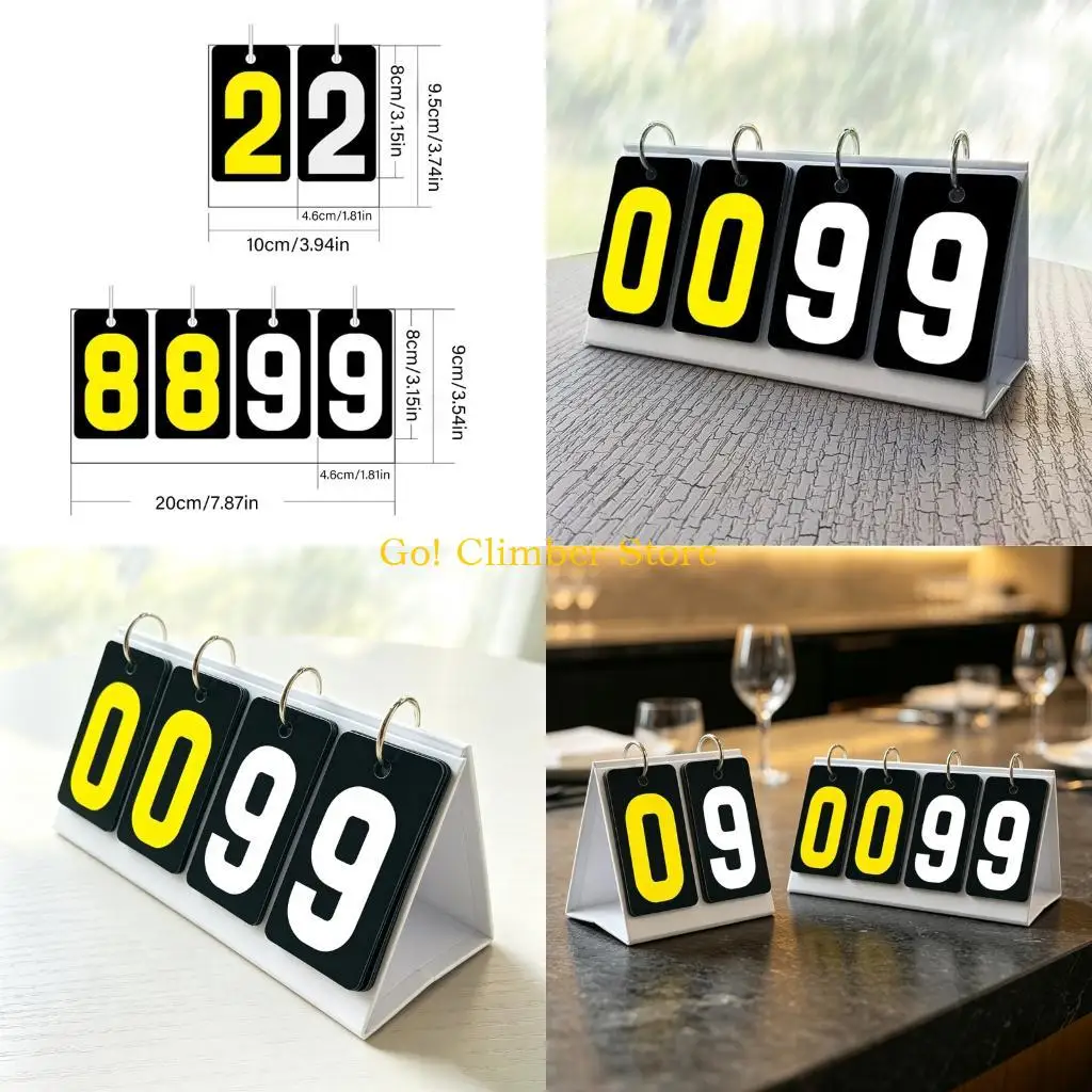 Q84C Foldable Scoring Display Board for Club Activity and Cue Sport, Manual Flip Panel Stand with Easy Read Front View