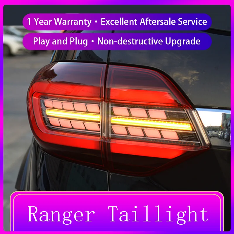 2 PCS Auto Lights For Ford Ranger 2015-2020 Tail Lamp Modified DRL Taillight LED Upgrade Dynamic Brake Tools Car Accessories