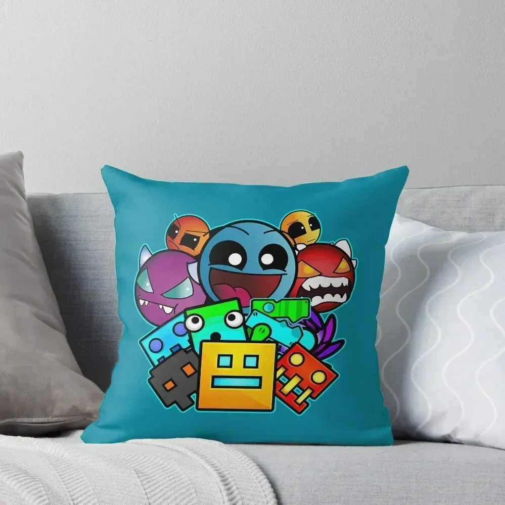 geometry dash old school gaming Throw Pillow anime girl Rectangular Cushion Cover Anime pillow