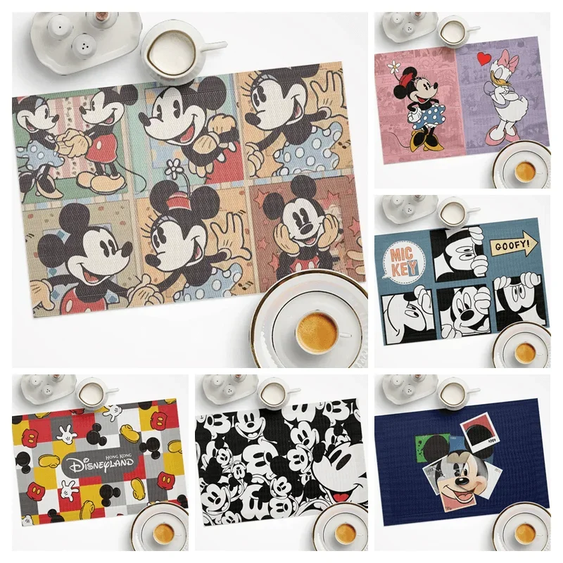 Disney Mickey Mouse PVC Table Mat Cartoon Anti-scalding Washable Placemats for Dining Table Mat Non-slip Cup Coaster Wine Pad