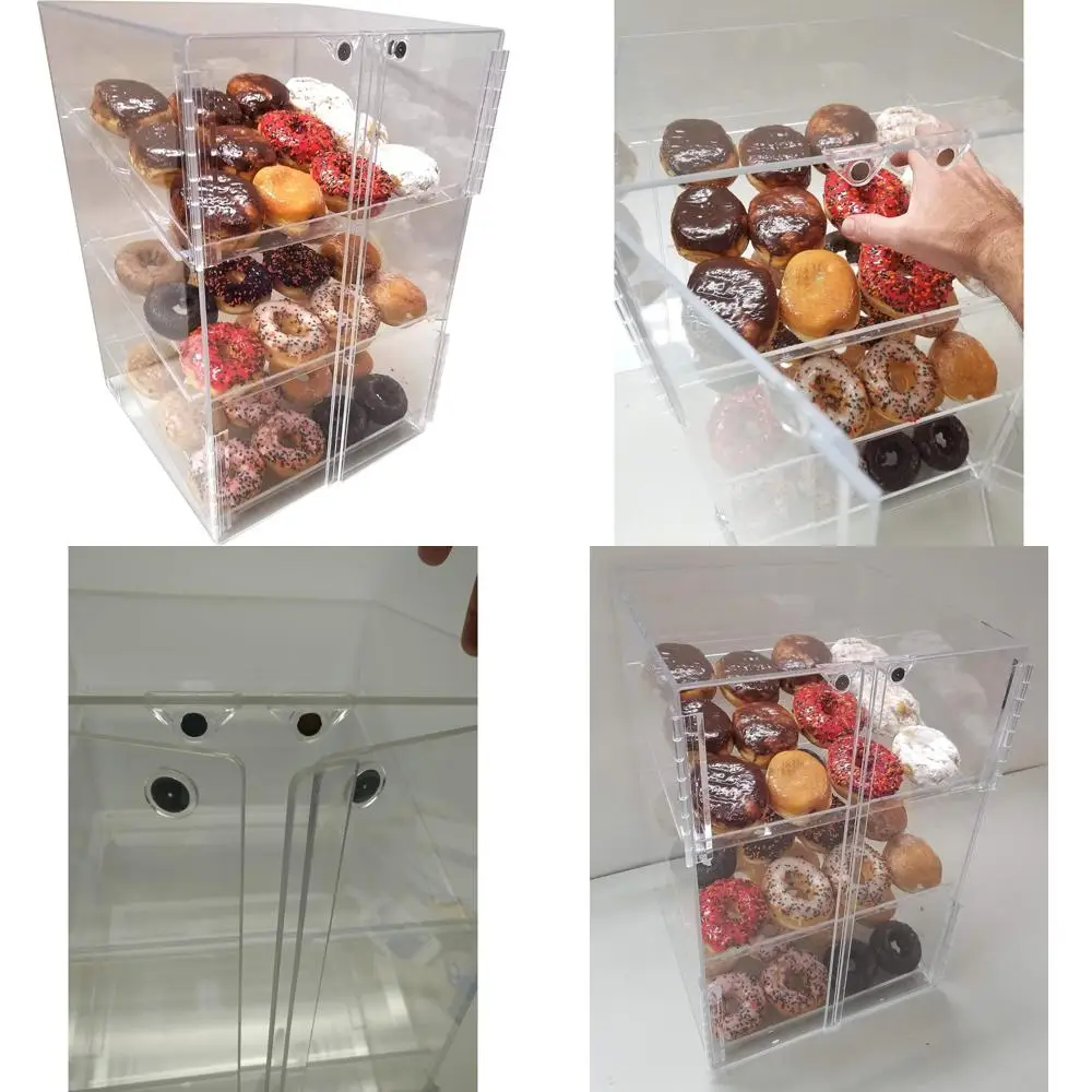 

3-х уровневая витрина для выпечки и пончиков для свежести хлебобулочных изделий в удобных магазинах