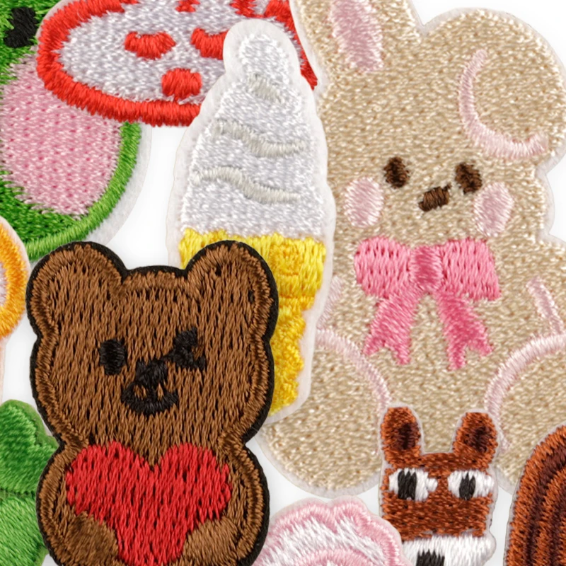 14 Stück Bären-Eiscreme, niedliche Tiere, zum Aufbügeln, für Kleidung, Kinder, viele bestickte Jacken, Aufkleber, Packung, Stoffe, Nähen, DIY-Parches – Detail 5
